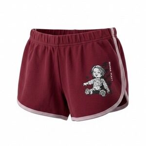 Chucky Horror Movie Dolphin Shorts Maroon Wanna Play Graphic Mens Womens Medium